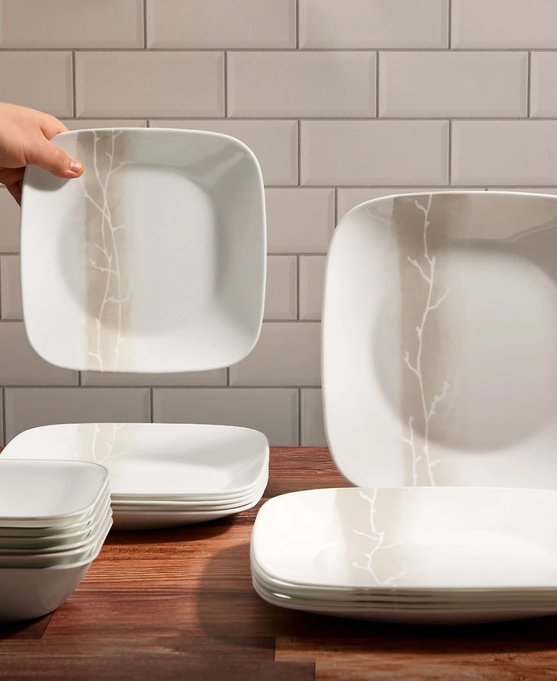 Corelle Vitrelle Studio Square Wandering Grove 18-Pc. Dinnerware Set, Service for 6