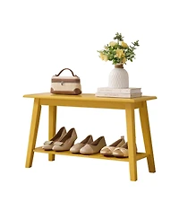 Kings Brand Furniture Wood Entryway Bench with Storage Shelf