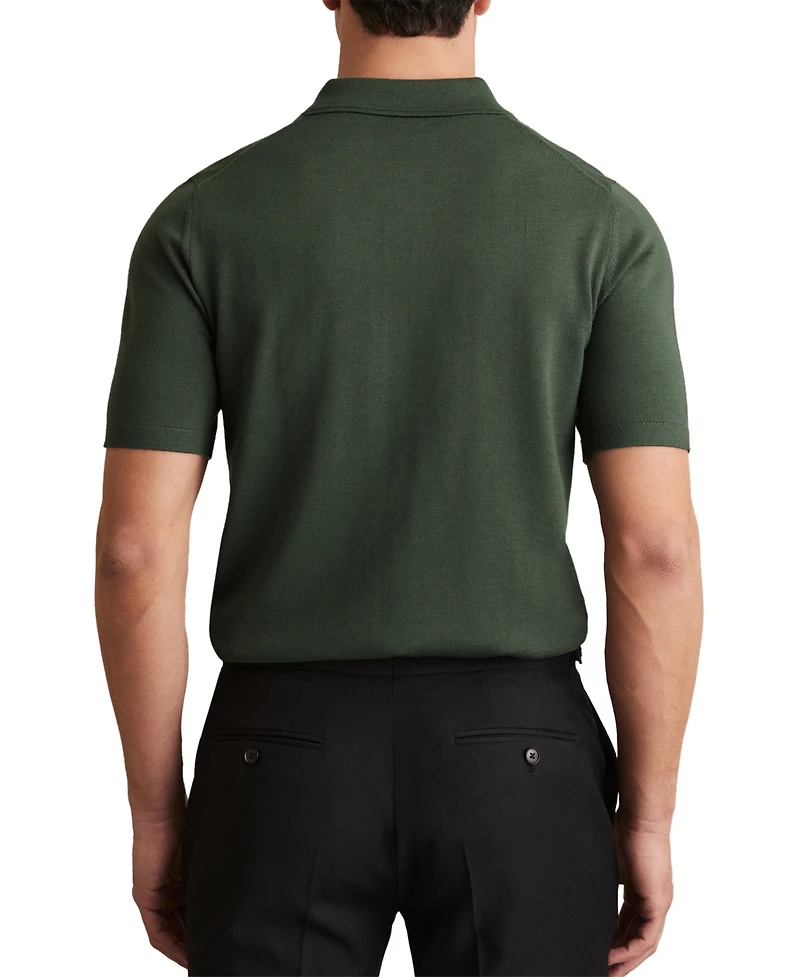 Reiss Men's Merino Wool Short-Sleeve Polo Shirt