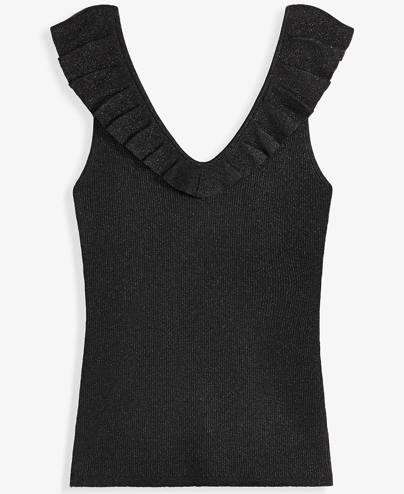 I.n.c. International Concepts Women's Ruffle-Trim Metallic Sweater Tank, Macy's Exclusive