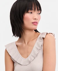 I.n.c. International Concepts Women's Ruffle-Trim Metallic Sweater Tank, Macy's Exclusive