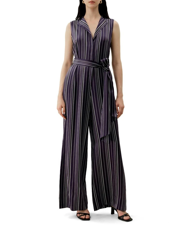 Lilysilk Women's Silk Charmeuse Striped Jumpsuit