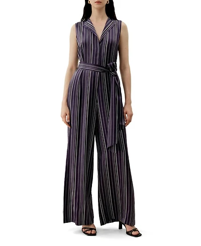 Lilysilk Women's Silk Charmeuse Striped Jumpsuit