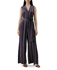Lilysilk Women's Silk Charmeuse Striped Jumpsuit