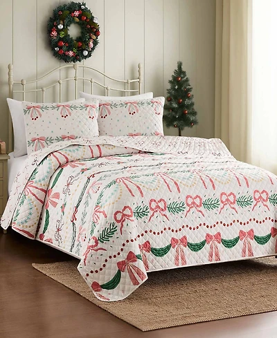 Avanti Bows Branches Reversible 3-Pc. Quilt Set, Full/Queen