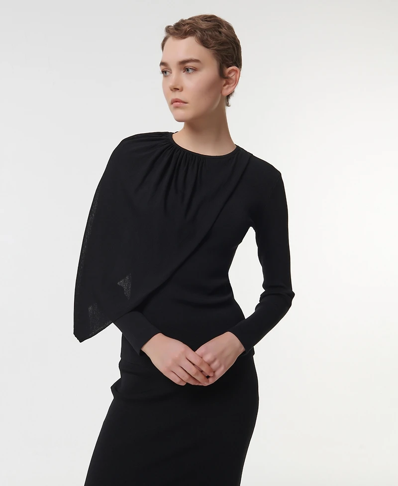 Leem Women's Knitted Scarf Detail Top