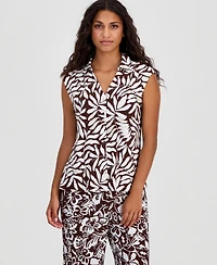 Anne Klein Essentials Petite Collared Extended-Shoulder Top