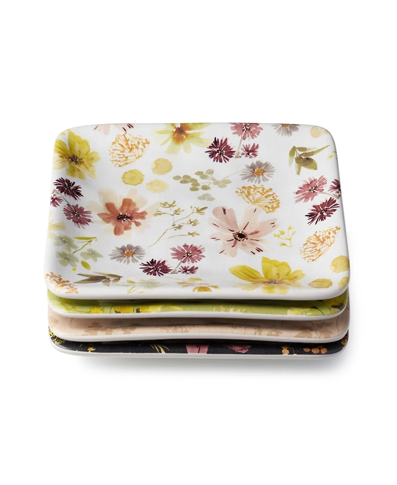 Certified International Wildflowers Canape Plates, Set of 4