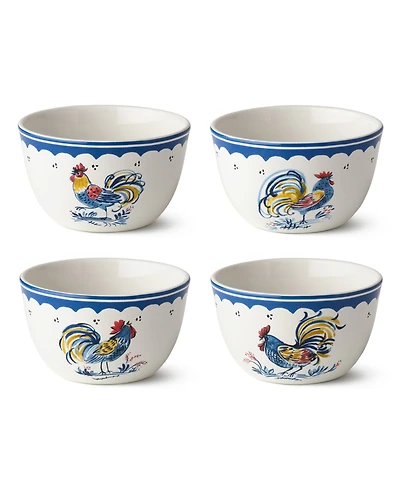 Certified International French Rooster Ice Cream Bowls, Set of 4
