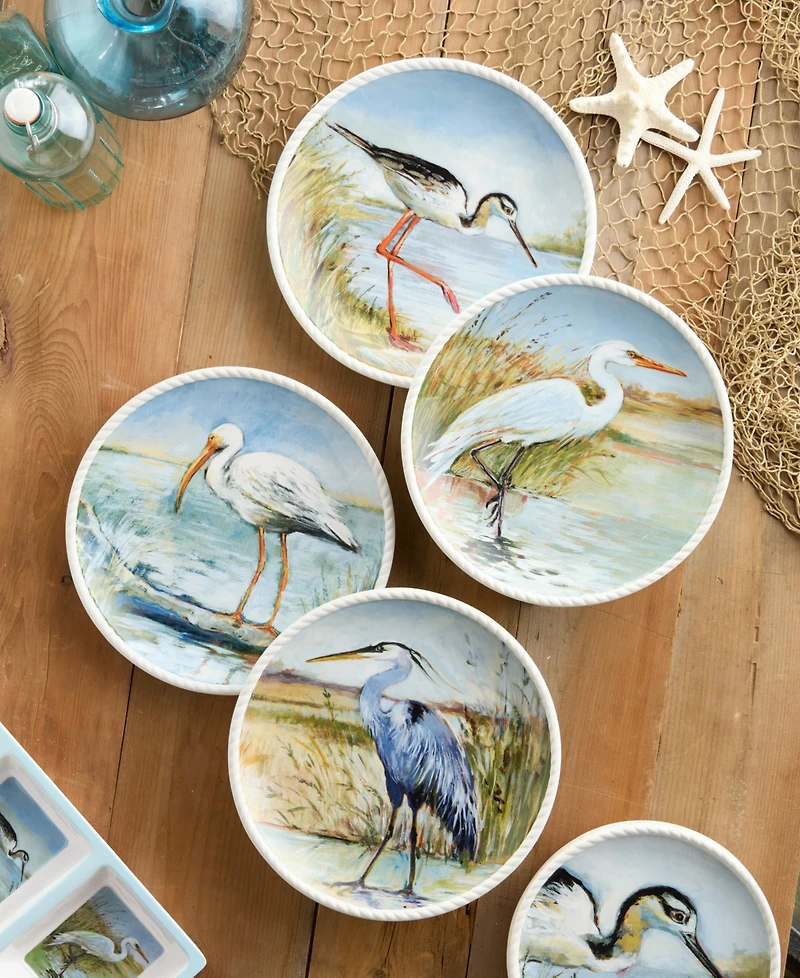 Certified International Coastal Birds Canape Plates, Set of 4
