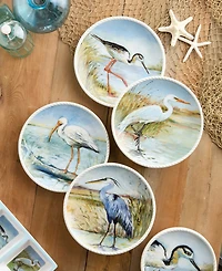 Certified International Coastal Birds Canape Plates, Set of 4