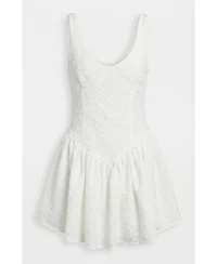 Modenaire Women's Textured Sleeveless V-Neck Drop-Waist Mini Dress