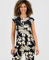 Anne Klein Essentials Petite Printed Short-Sleeve Top