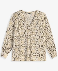I.n.c. International Concepts Plus Shirt-Sleeve V-Neck Top, Macy's Exclusive