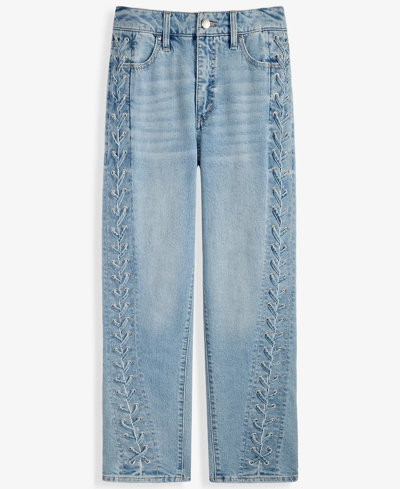 I.n.c. International Concepts Women's High-Rise Lace-Up Straight Ankle Jeans, Macy's Exclusive