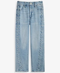 I.n.c. International Concepts Women's High-Rise Lace-Up Straight Ankle Jeans, Macy's Exclusive