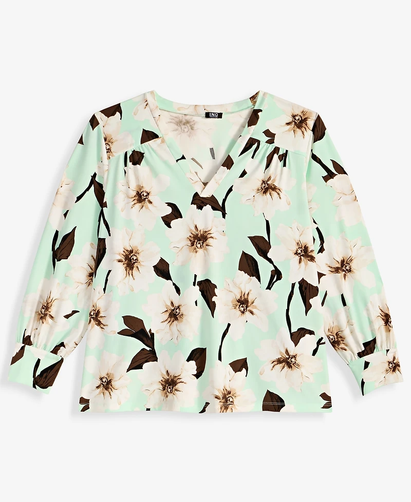 I.n.c. International Concepts Plus Shirt-Sleeve V-Neck Top, Macy's Exclusive