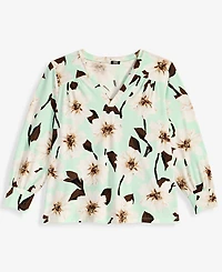 I.n.c. International Concepts Plus Shirt-Sleeve V-Neck Top, Macy's Exclusive