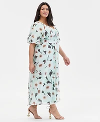 I.n.c. International Concepts Plus Puffed-Sleeve Maxi Dress, Macy's Exclusive