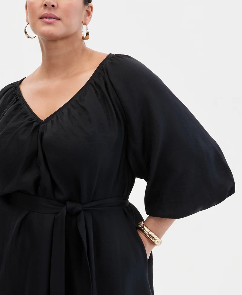 I.n.c. International Concepts Plus Puffed-Sleeve Maxi Dress, Macy's Exclusive