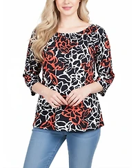 Ny Collection Women's 3/4-Sleeve Round Neck Top