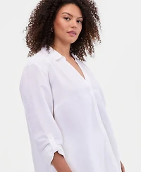 I.n.c. International Concepts Plus Linen-Blend Tunic, Exclusively at Macy's