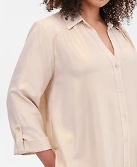 I.n.c. International Concepts Plus Metallic 3/4-Sleeve Blouse, Macy's Exclusive