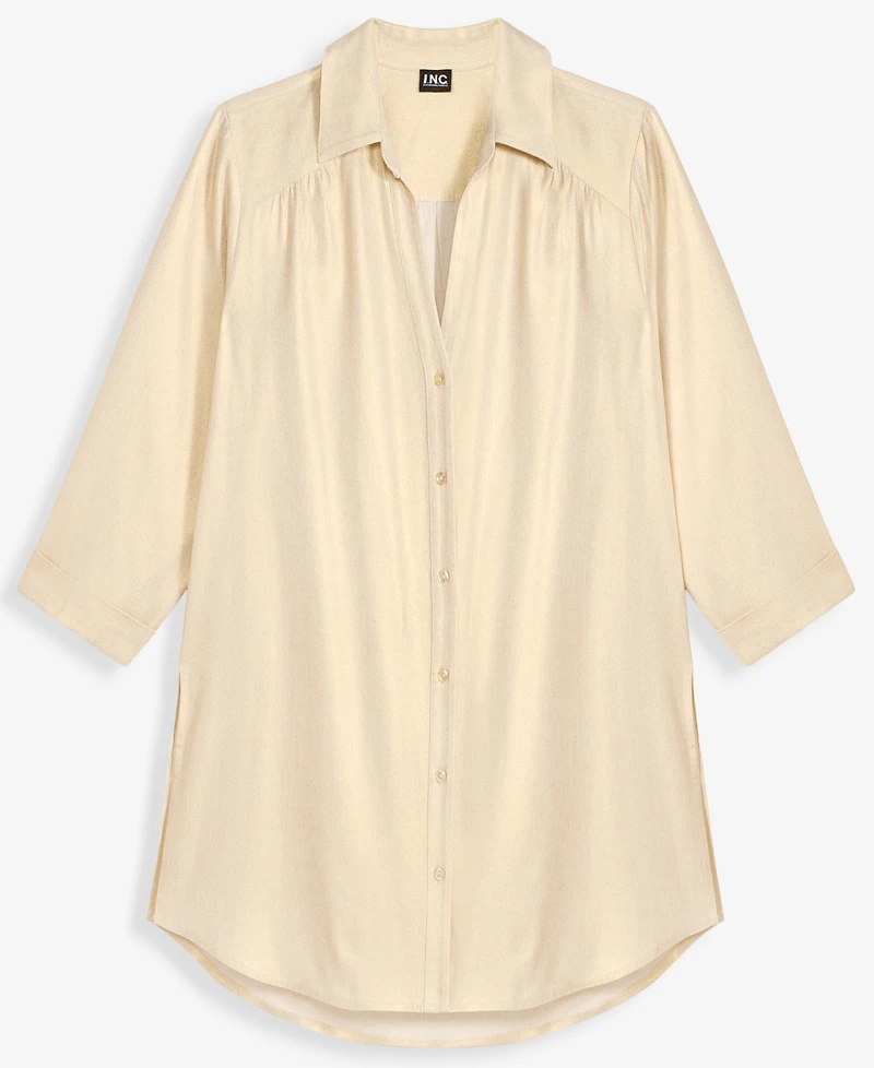 I.n.c. International Concepts Plus Metallic 3/4-Sleeve Blouse, Macy's Exclusive