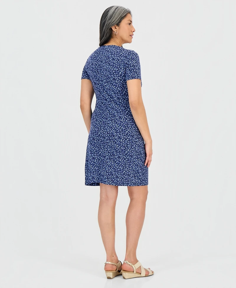 Style & Co Petite Printed Side-Tie Short-Sleeve Dress, Macy's Exclusive