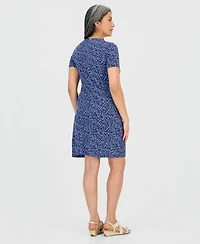 Style & Co Petite Printed Side-Tie Short-Sleeve Dress, Macy's Exclusive