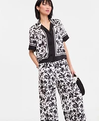 I.N.C. International Concepts Womens Printed Collared Shirt Pants Macys Exclusive