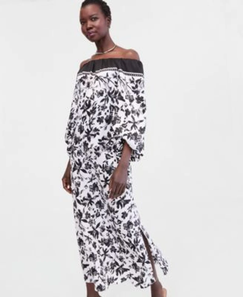 I.N.C. International Concepts Womens Printed Off The Shoulder Blouse Skirt Macys Exclusive