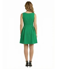 24seven Comfort Apparel Petite Scoop Pleated Knee Length Dress