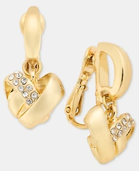 Anne Klein Pave Knot Heart Clip-On Drop Earrings