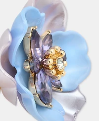 Anne Klein Crystal Flower Clip-On Button Earrings