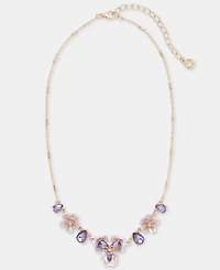 Anne Klein Crystal Flower Statement Necklace, 16" + 3" extender