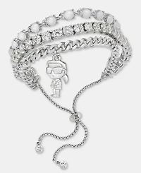 Karl Lagerfeld Paris Silver-Tone Three-Row Karl Stone Slider Bracelet