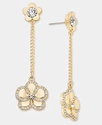 Karl Lagerfeld Paris Gold-Tone Pave Orchid Linear Earrings