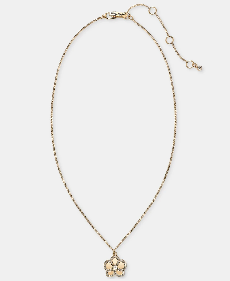 Karl Lagerfeld Paris Gold-Tone Pave Orchid Pendant Necklace