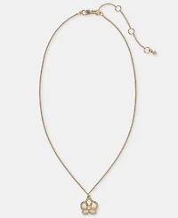 Karl Lagerfeld Paris Gold-Tone Pave Orchid Pendant Necklace