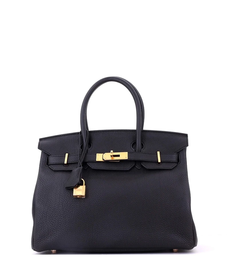 Pre-Owned HERMES Birkin 30 Handbag Black Togo with Rose Gold Hardware