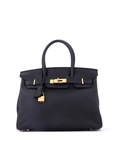 Pre-Owned HERMES Birkin 30 Handbag Black Togo with Rose Gold Hardware