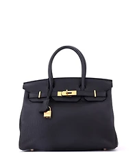 Pre-Owned HERMES Birkin 30 Handbag Black Togo with Rose Gold Hardware