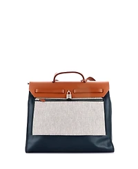 Pre-Owned HERMES 39 Herbag Zip Berline Vache Canvas and Leather