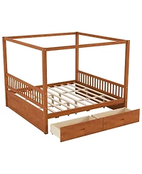 Streamdale Furniture Wooden Canopy Bed with Storage Drawers