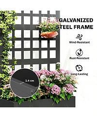 Outsunny Metal Planter Box with Trellis, Drain Holes