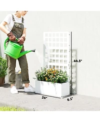 Outsunny Metal Planter Box with Trellis, Drain Holes