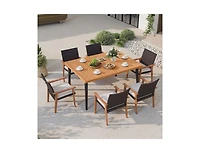 Slickblue 63-Inch Dining Table for Indoor Outdoor Use with Metal Legs