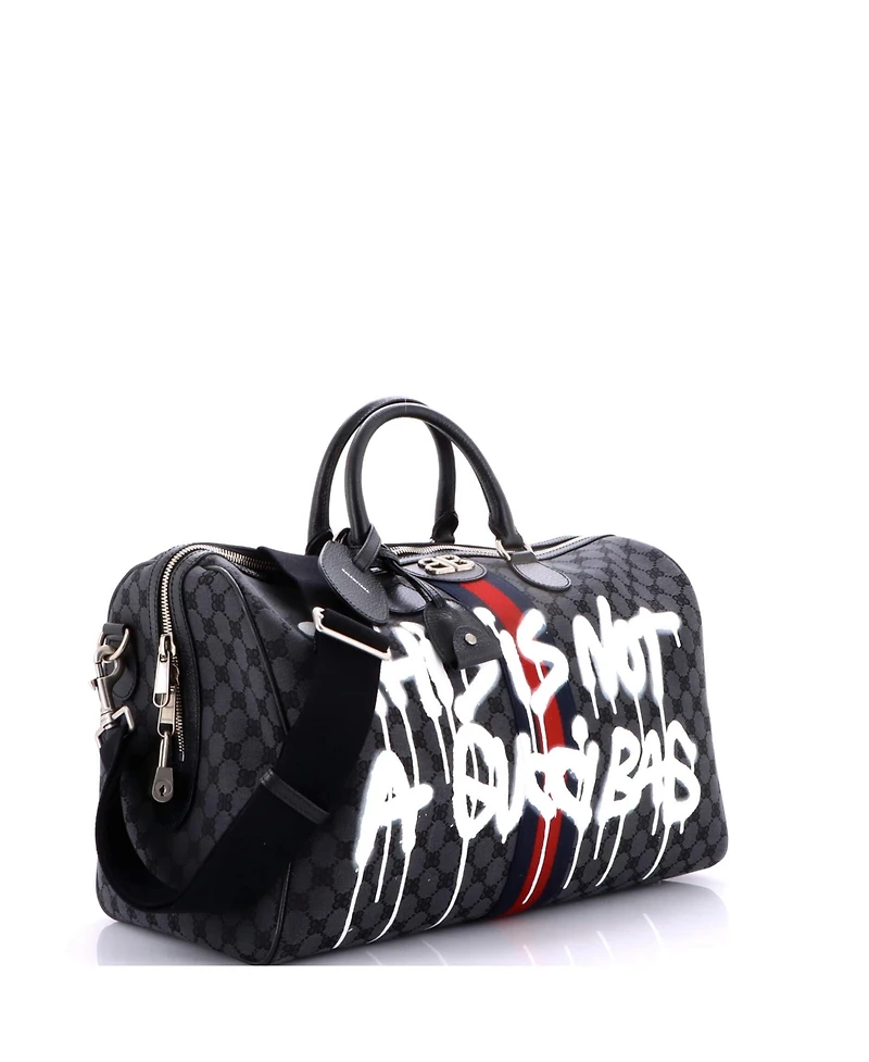 Pre-Owned Balenciaga Medium x Gucci The Hacker Project Duffle Bag Graffiti Bb Canvas