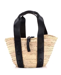 Pre-Owned Chloe Medium Sense Basket Tote Raffia with Leather